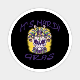 Its Mardi Gras, Lets Party Sugar Skull Magnet